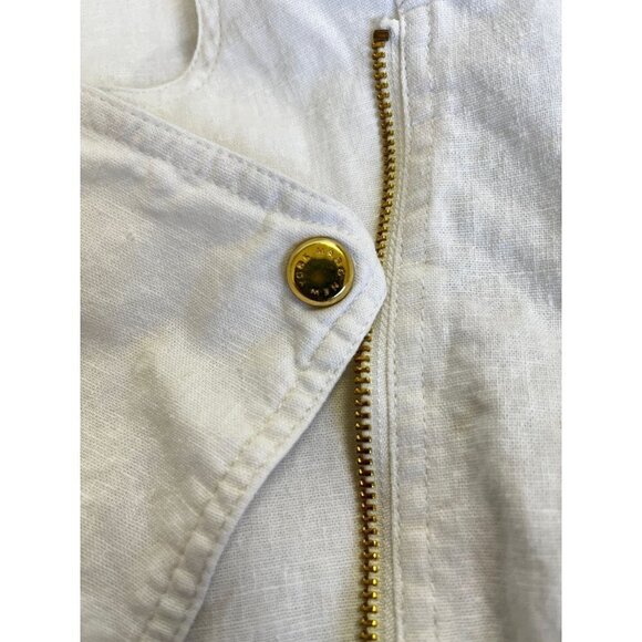 Marc New York  Women Short Peacoat White Linen Gold Zipper Size XL - Picture 7 of 10